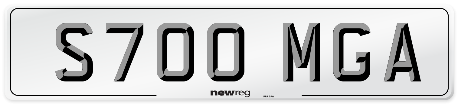 S700 MGA Number Plate from New Reg